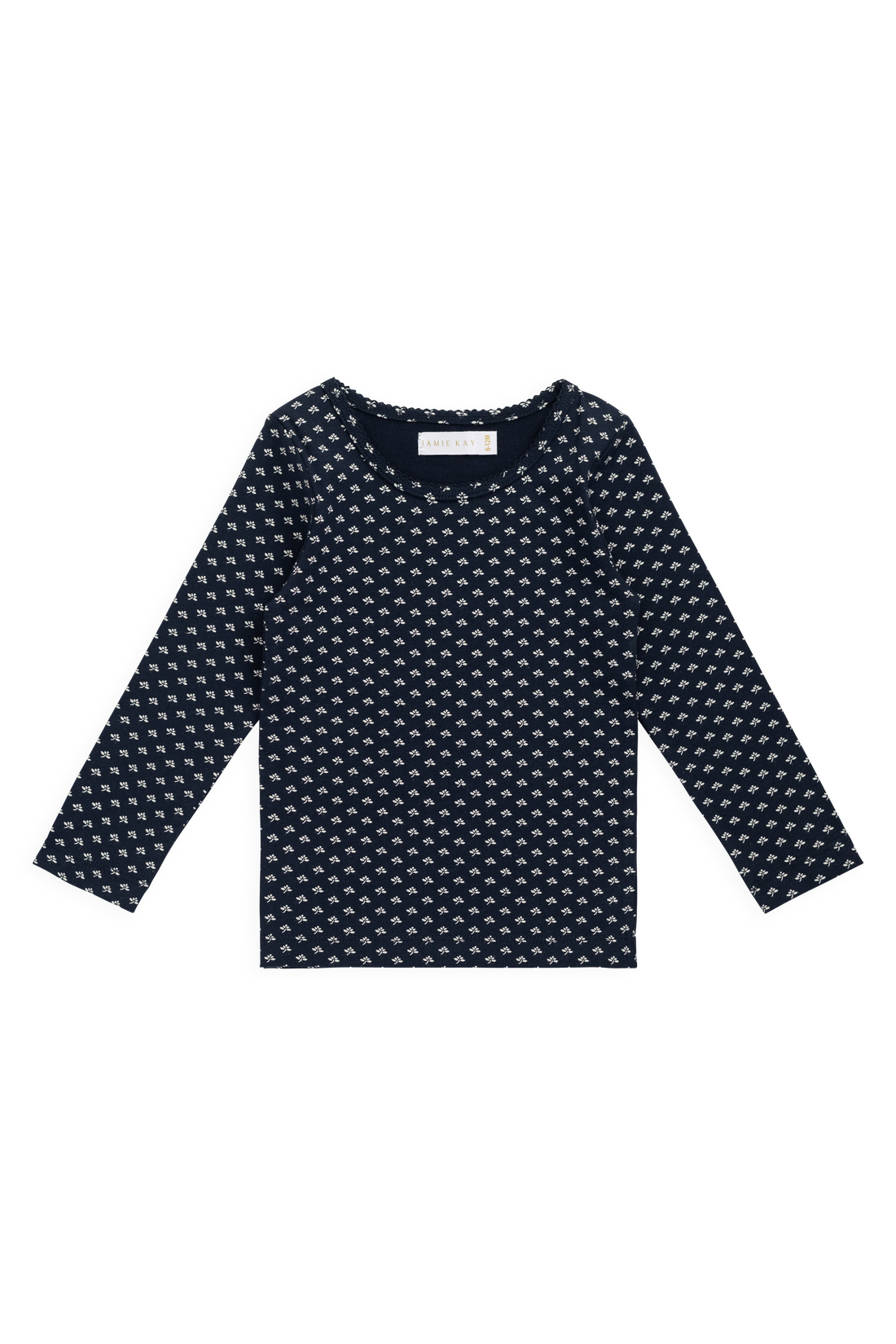 Organic Cotton Long Sleeve Top - Lisa Petite Indigo Childrens Top from Jamie Kay USA