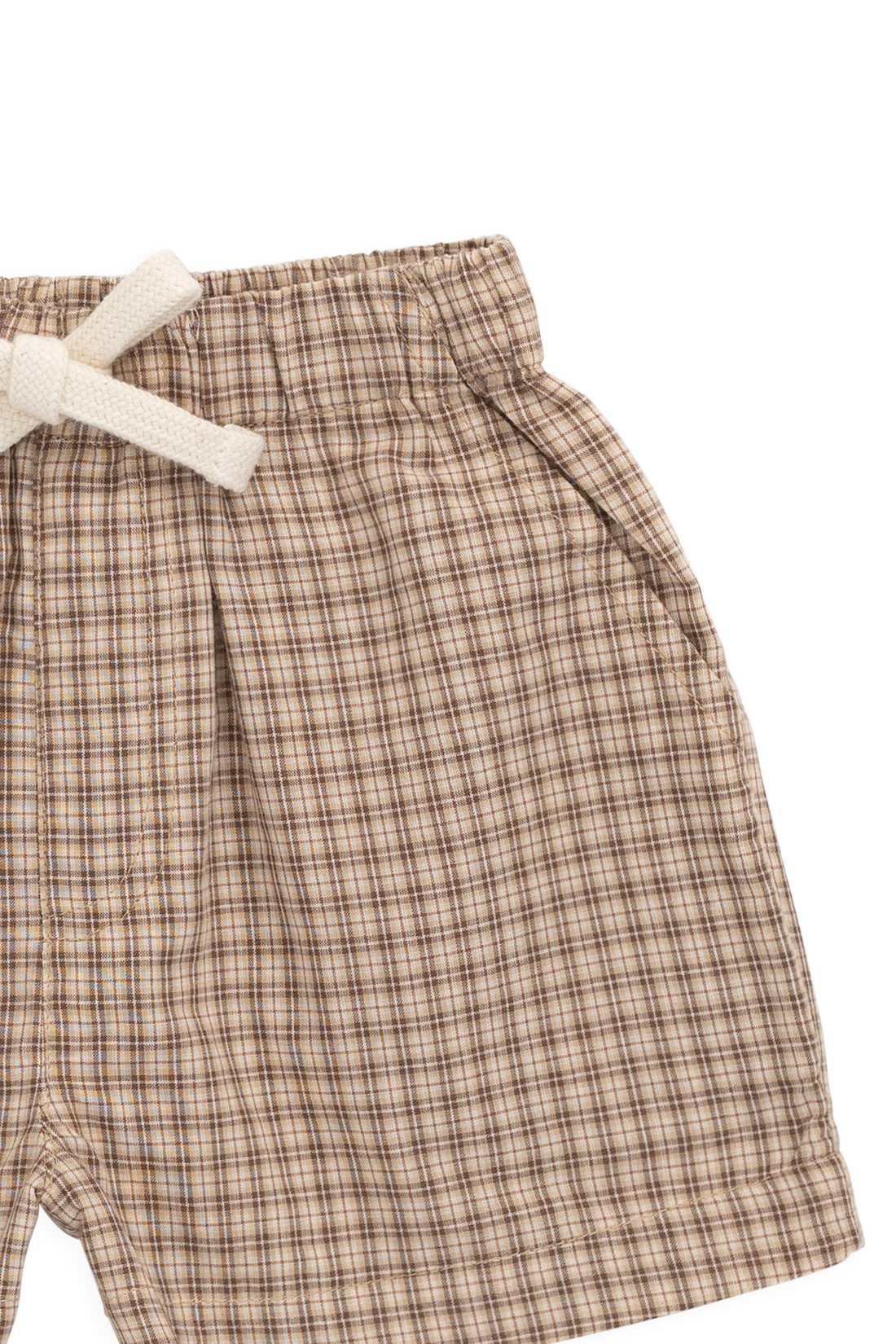Organic Cotton Louis Short - Cabin Check Cocoa Childrens Shorts from Jamie Kay USA