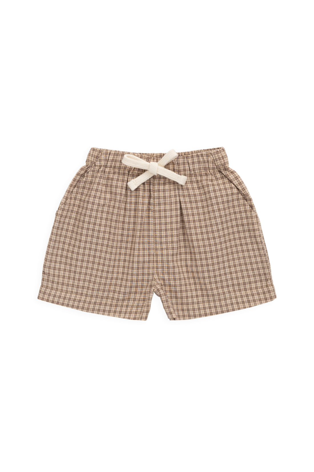 Organic Cotton Louis Short - Cabin Check Cocoa Childrens Shorts from Jamie Kay USA