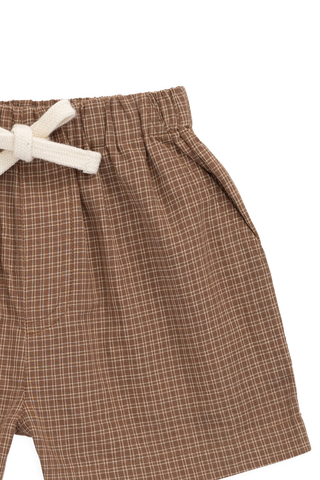 Organic Cotton Louis Short - Double Windowpane Check Oud/Hay Childrens Shorts from Jamie Kay USA