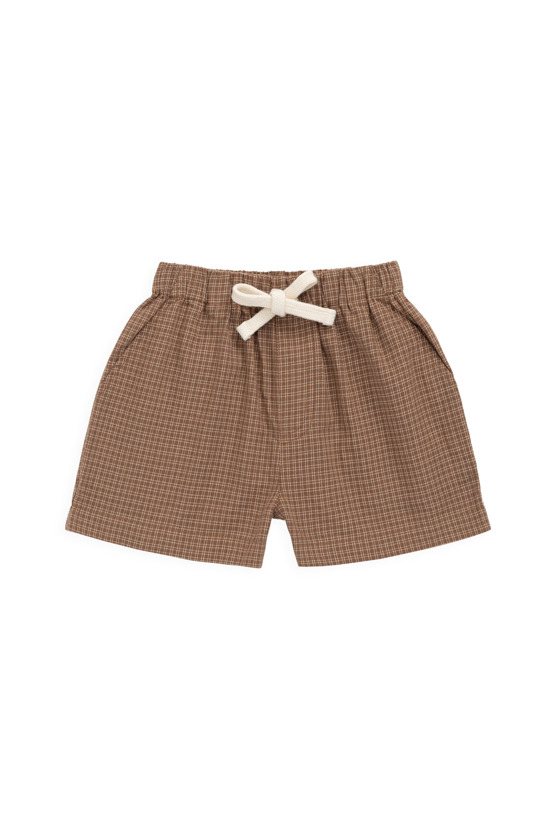 Organic Cotton Louis Short - Double Windowpane Check Oud/Hay Childrens Shorts from Jamie Kay USA