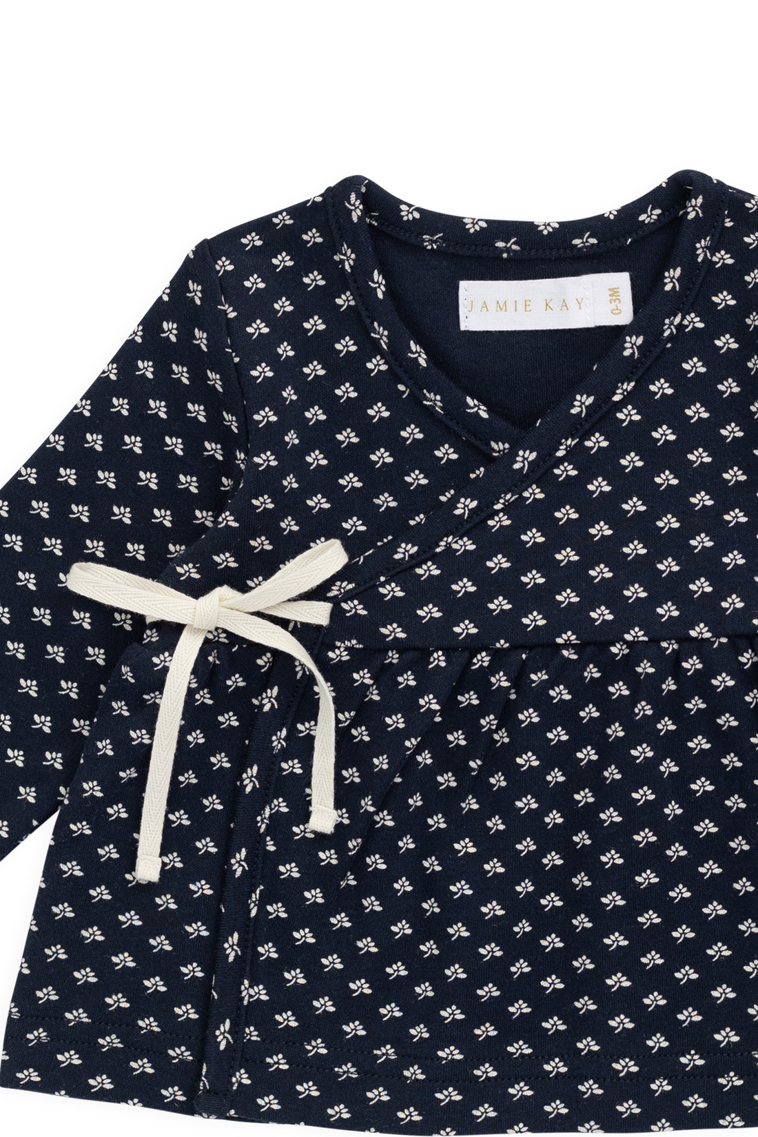 Organic Cotton Petal Wrap Top - Lisa Petite Indigo Childrens Top from Jamie Kay USA