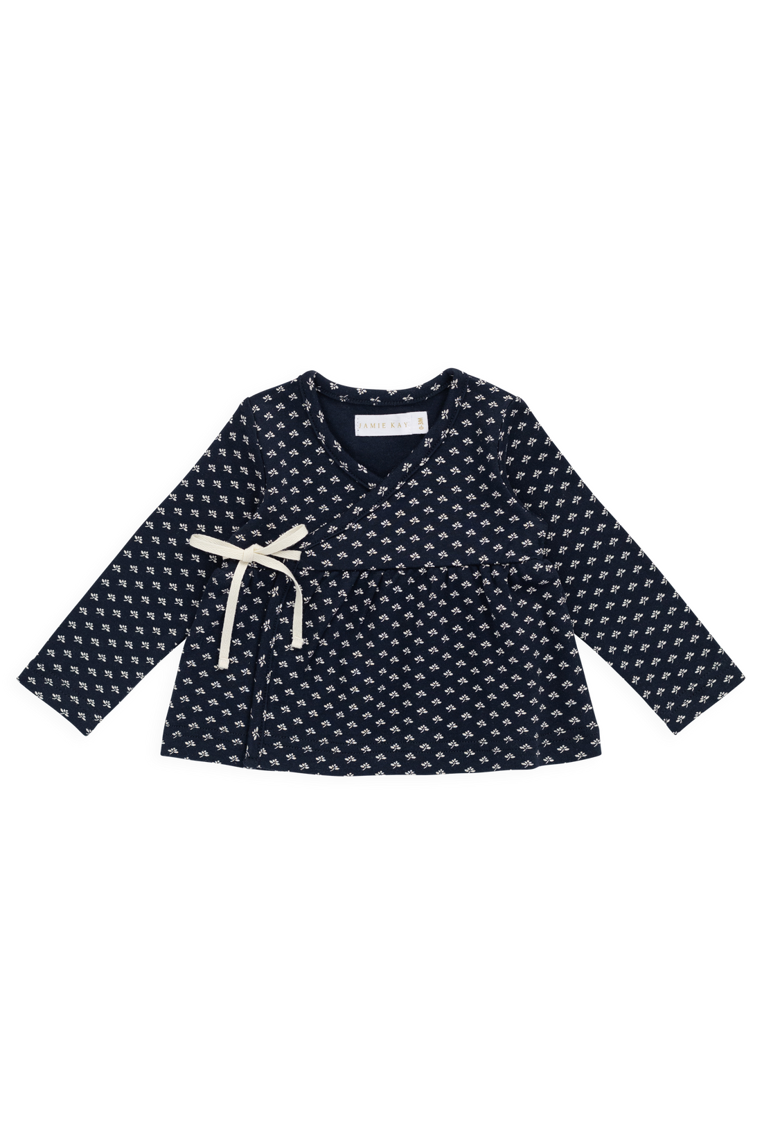 Organic Cotton Petal Wrap Top - Lisa Petite Indigo Childrens Top from Jamie Kay USA