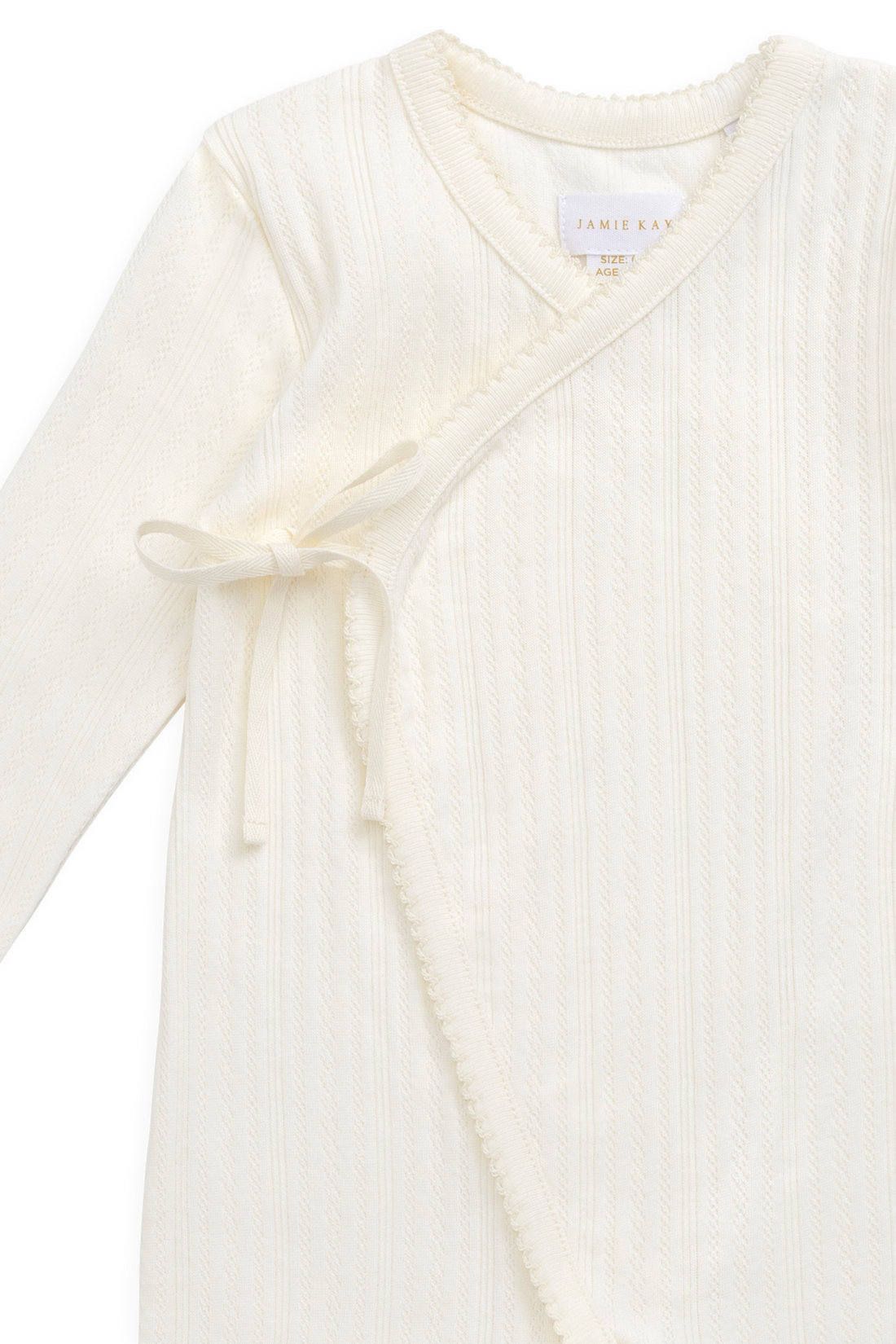 Organic Cotton Pointelle Estelle Onepiece - Parchment Childrens Onepiece from Jamie Kay USA