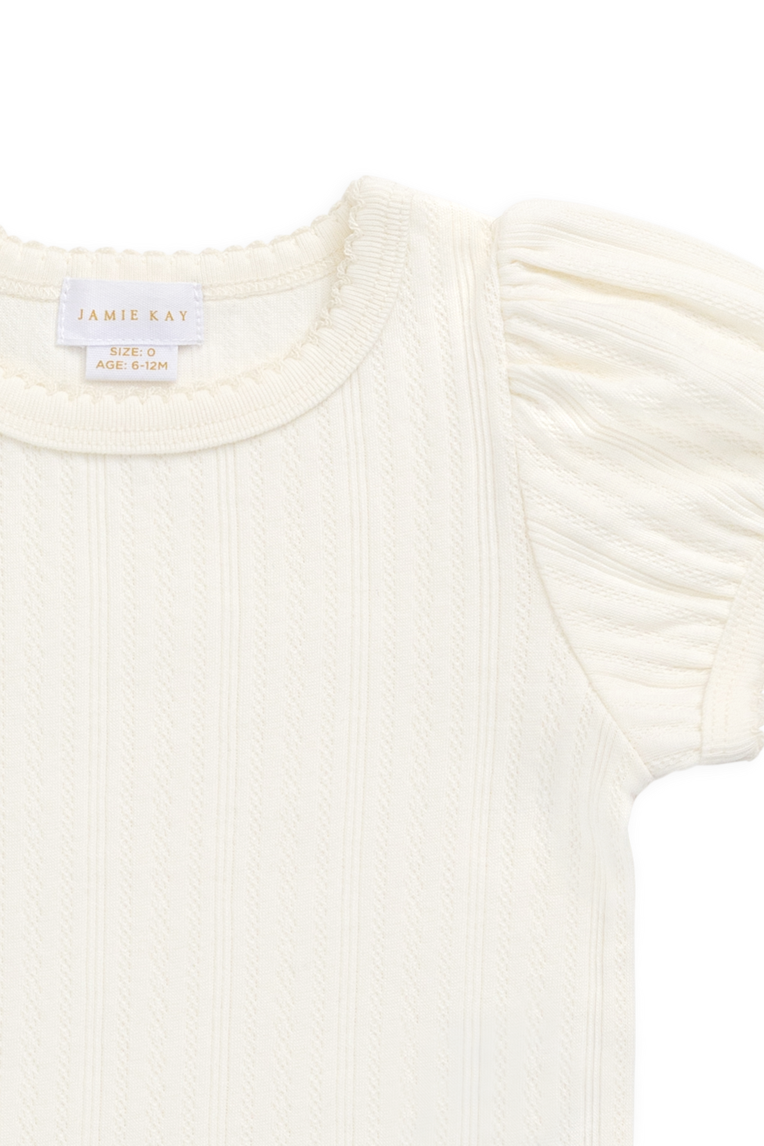 Organic Cotton Pointelle Rhea Top - Parchment Childrens Top from Jamie Kay USA