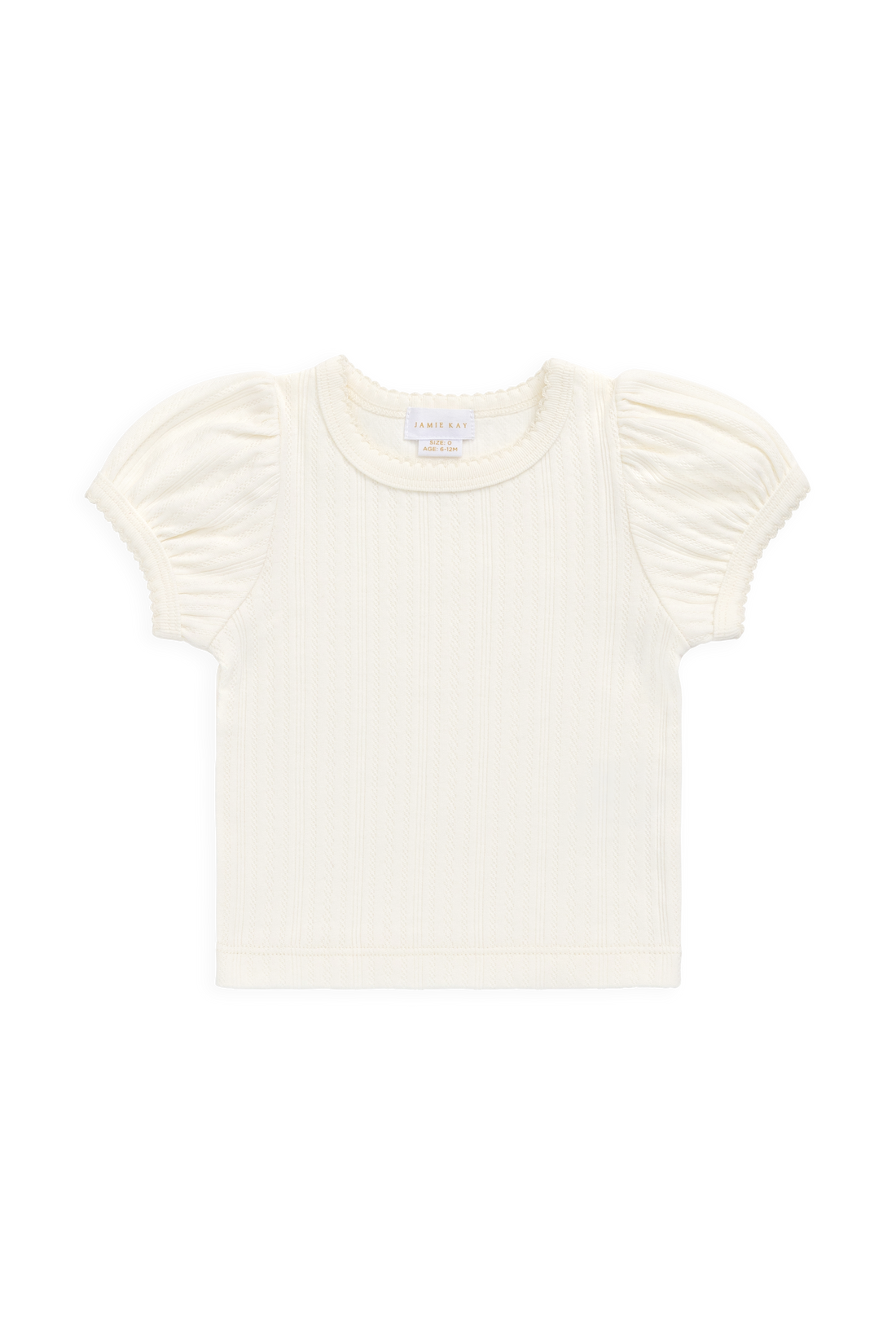 Organic Cotton Pointelle Rhea Top - Parchment Childrens Top from Jamie Kay USA