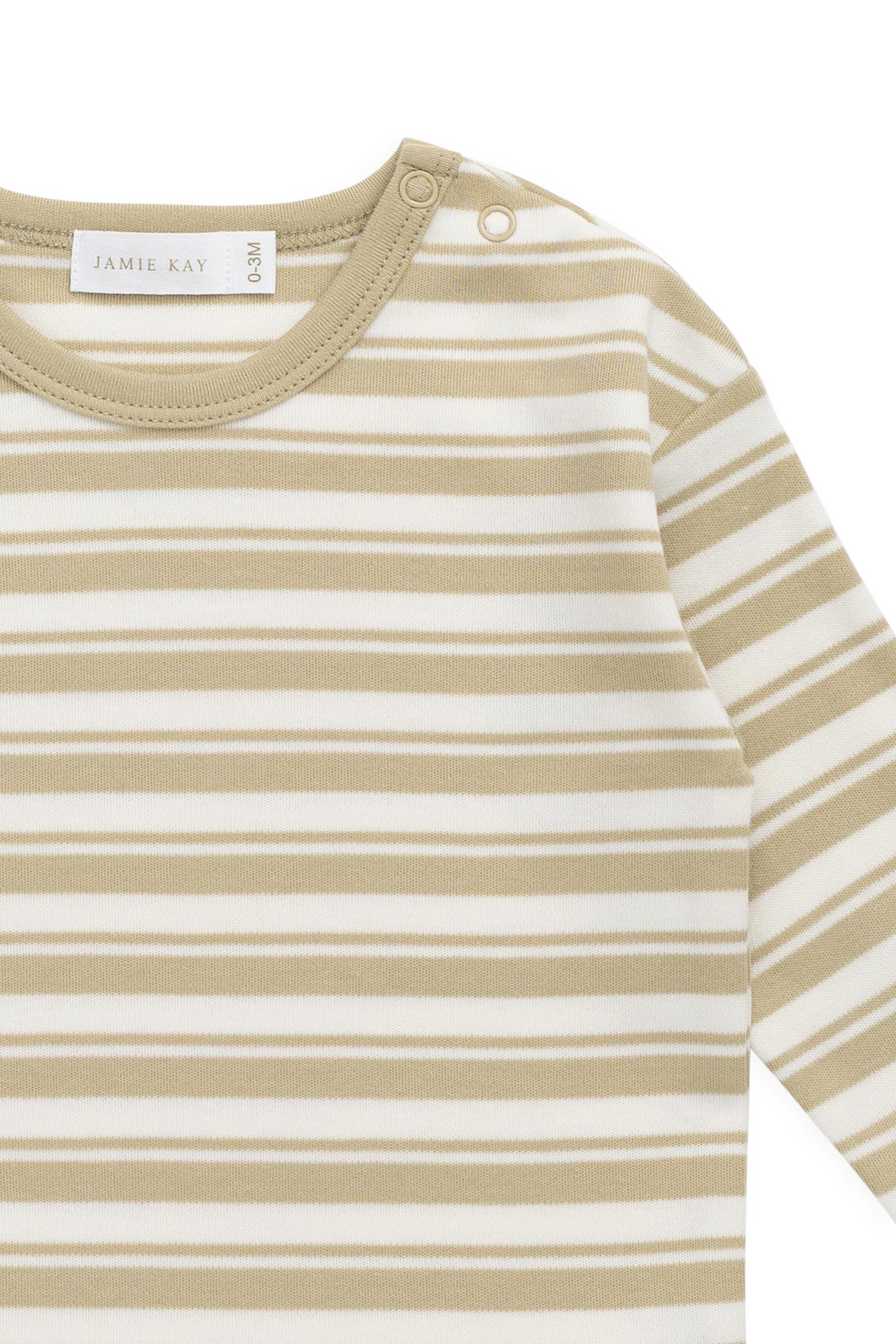 Pima Cotton Arnold Long Sleeve Top - Double Stripe Hay/Cloud Childrens Top from Jamie Kay USA