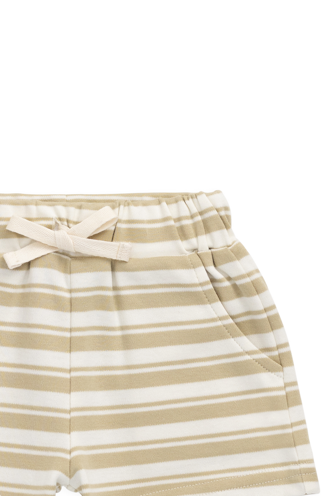 Pima Cotton Wesley Short - Double Stripe Hay/Cloud Childrens Shorts from Jamie Kay USA