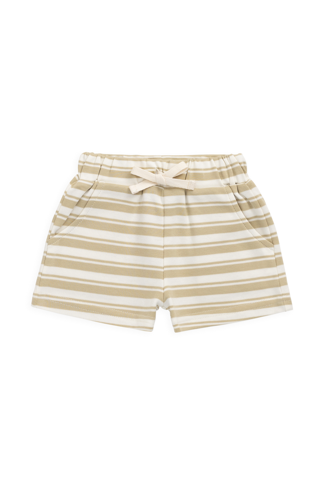 Pima Cotton Wesley Short - Double Stripe Hay/Cloud Childrens Shorts from Jamie Kay USA
