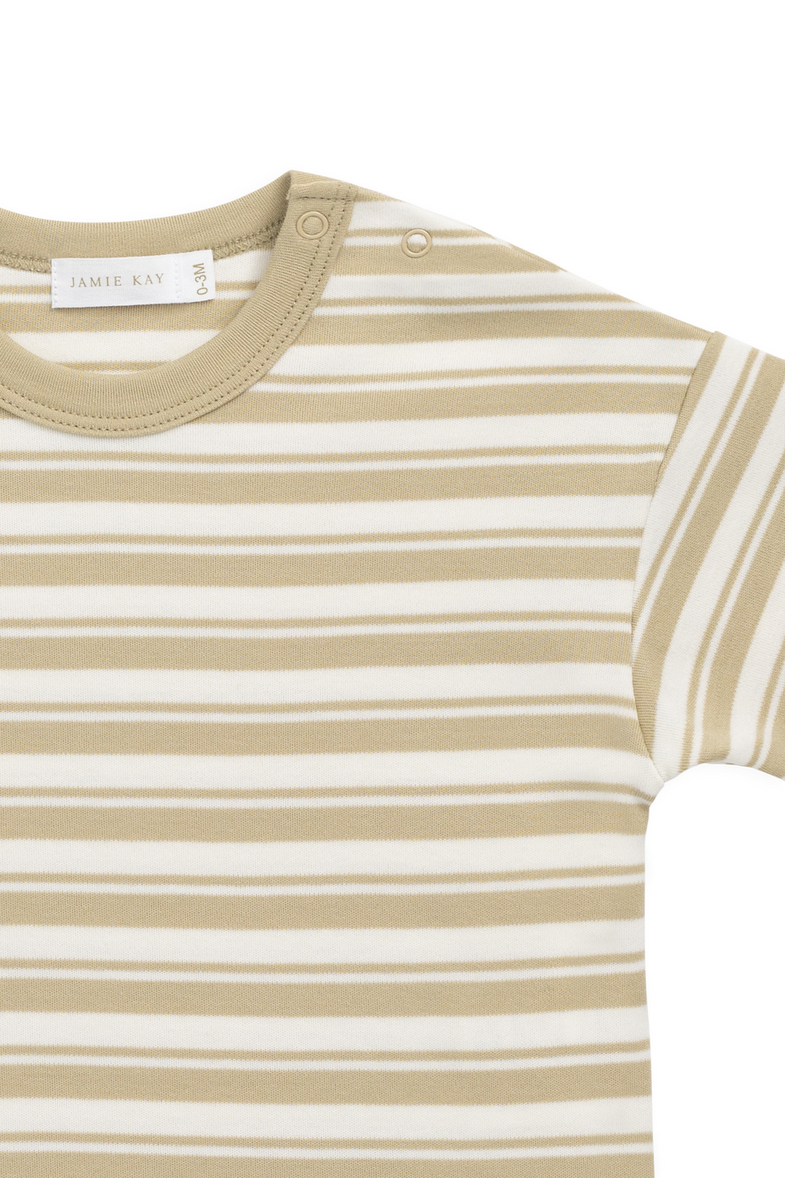 Pima Cotton Wesley Tee - Double Stripe Hay/Cloud Childrens Top from Jamie Kay USA
