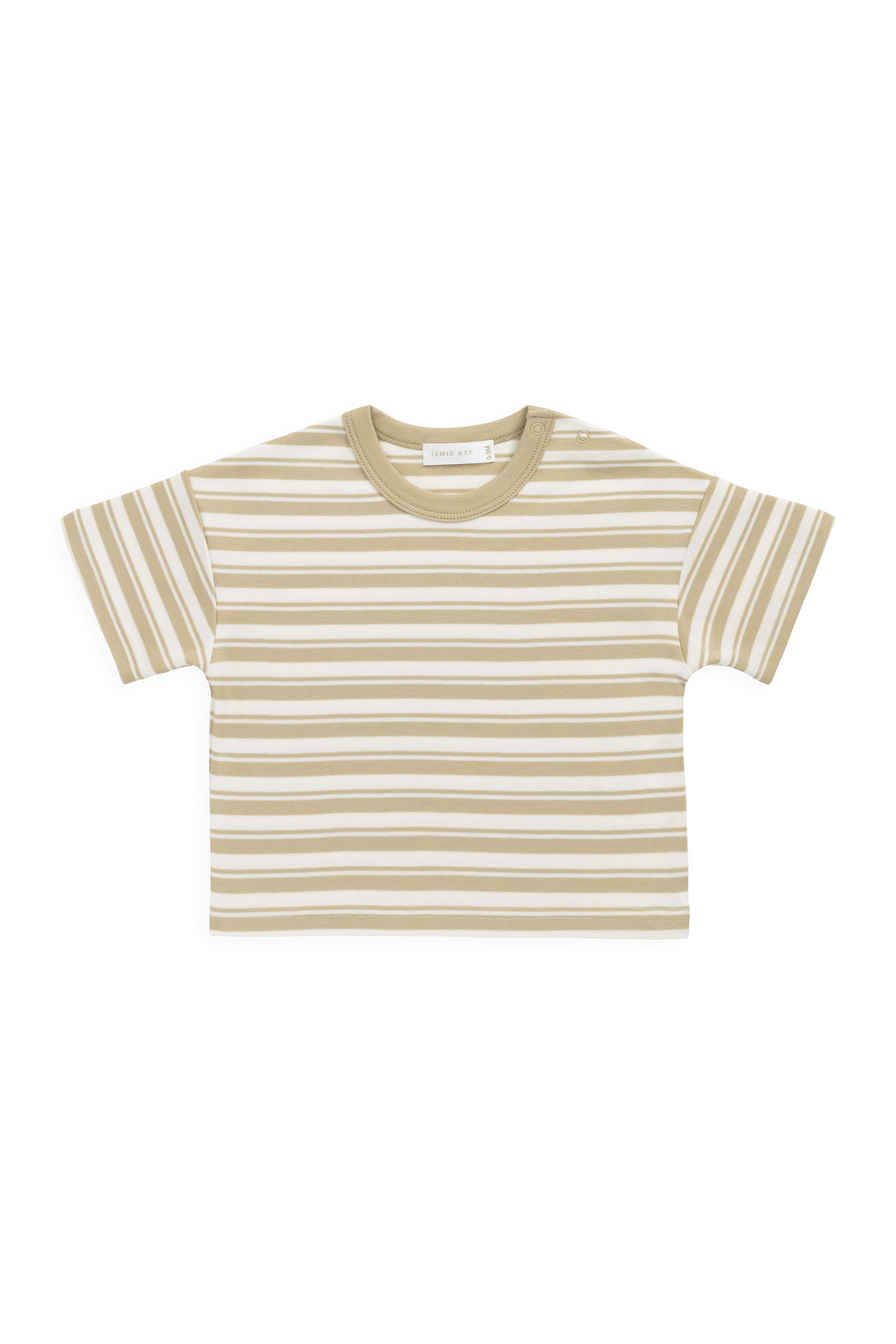 Pima Cotton Wesley Tee - Double Stripe Hay/Cloud Childrens Top from Jamie Kay USA