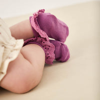 Frill Ankle Sock - Berry Jam Childrens Sock from Jamie Kay USA