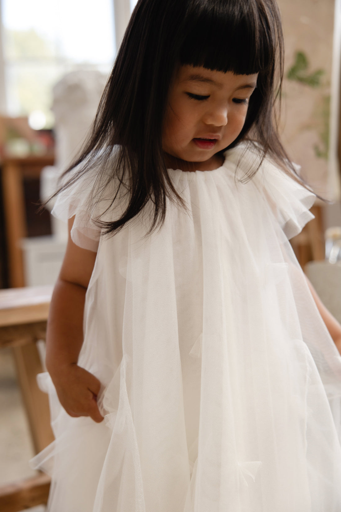 Rhea Tulle Dress - Parchment Childrens Dress from Jamie Kay USA