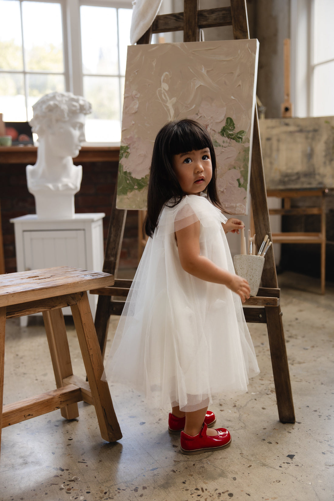 Rhea Tulle Dress - Parchment Childrens Dress from Jamie Kay USA