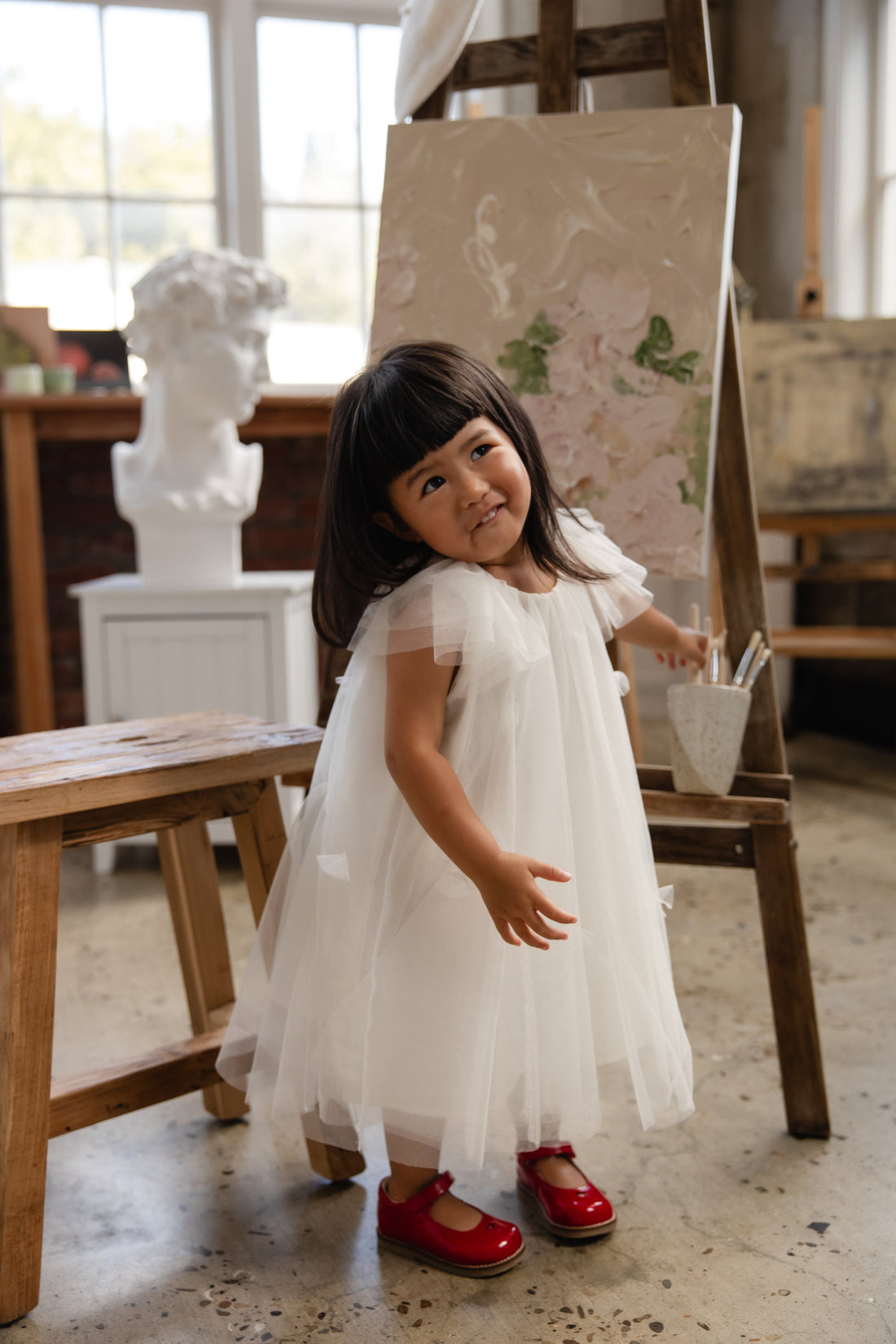 Rhea Tulle Dress - Parchment Childrens Dress from Jamie Kay USA