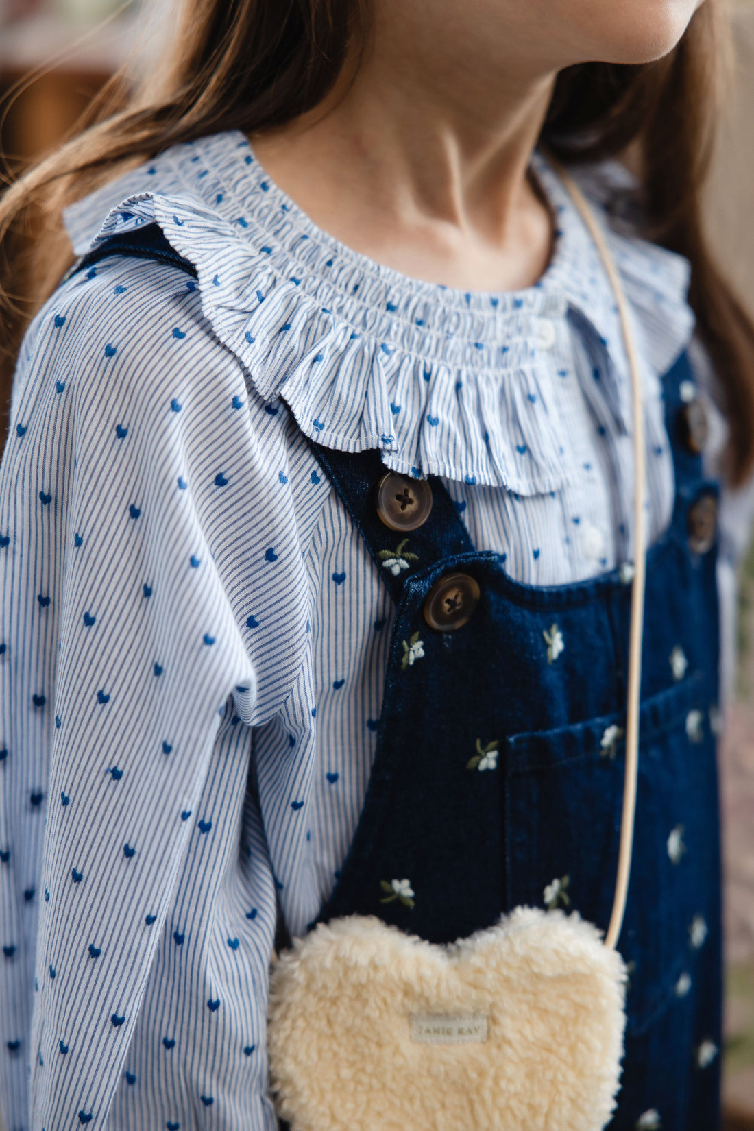 Organic Cotton Bellamy Blouse - Mon Amour Stripe Indigo Childrens Top from Jamie Kay USA