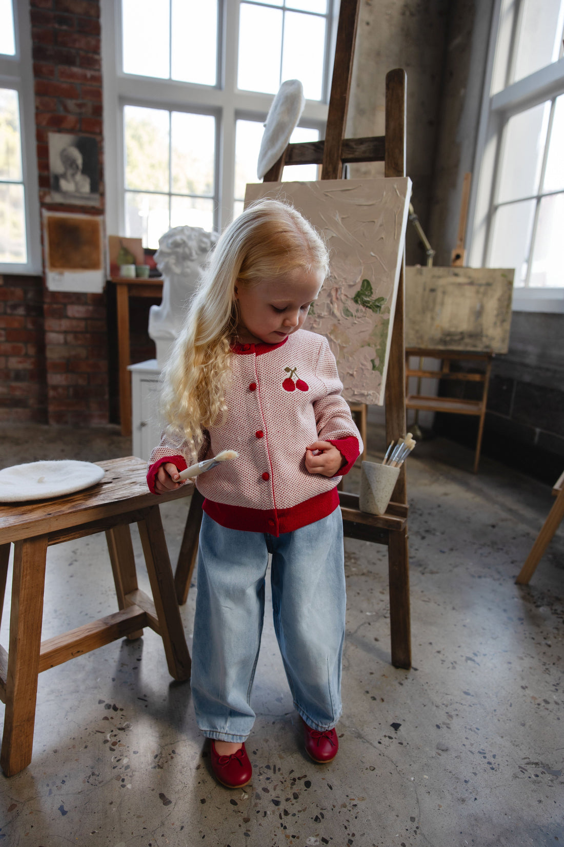 Liana Cardigan - Liana Cherry Childrens Cardigan from Jamie Kay USA
