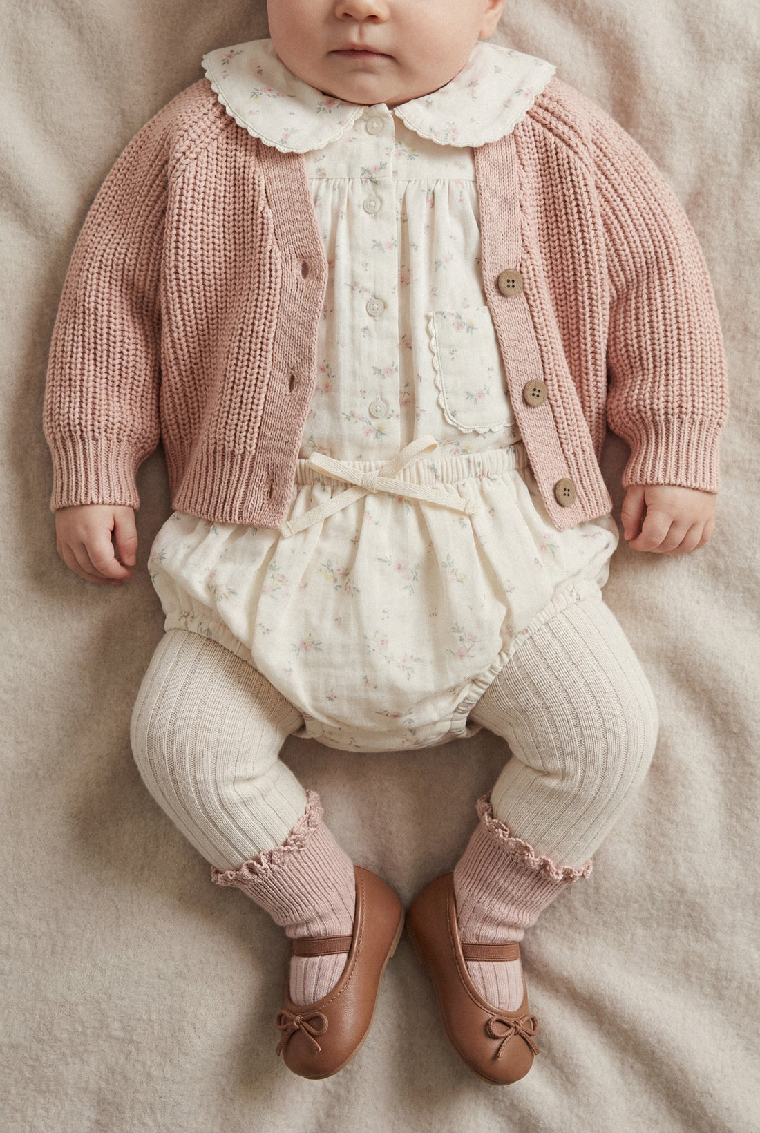 Ribbed Tight - Egret Childrens Tights from Jamie Kay USA