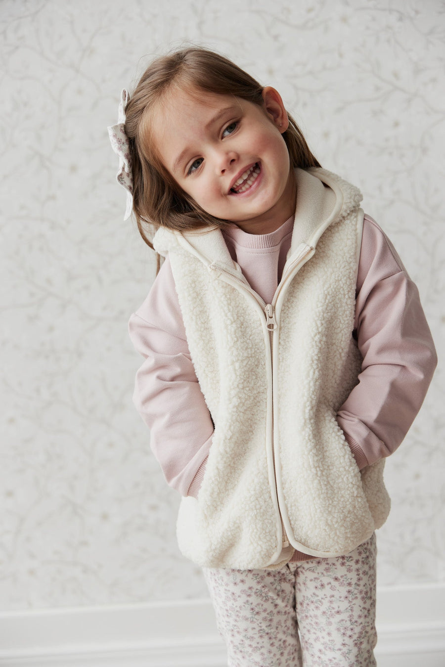 Kai Recycled Polyester Sherpa Vest - Natural Childrens Vest from Jamie Kay USA