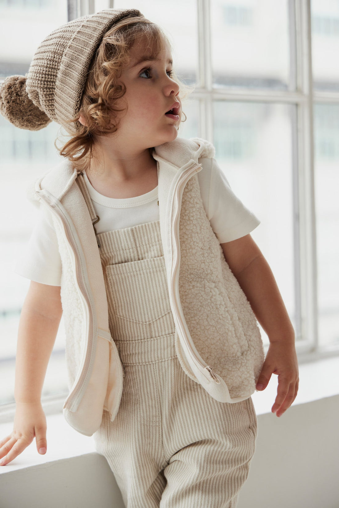 Kai Recycled Polyester Sherpa Vest - Natural Childrens Vest from Jamie Kay USA