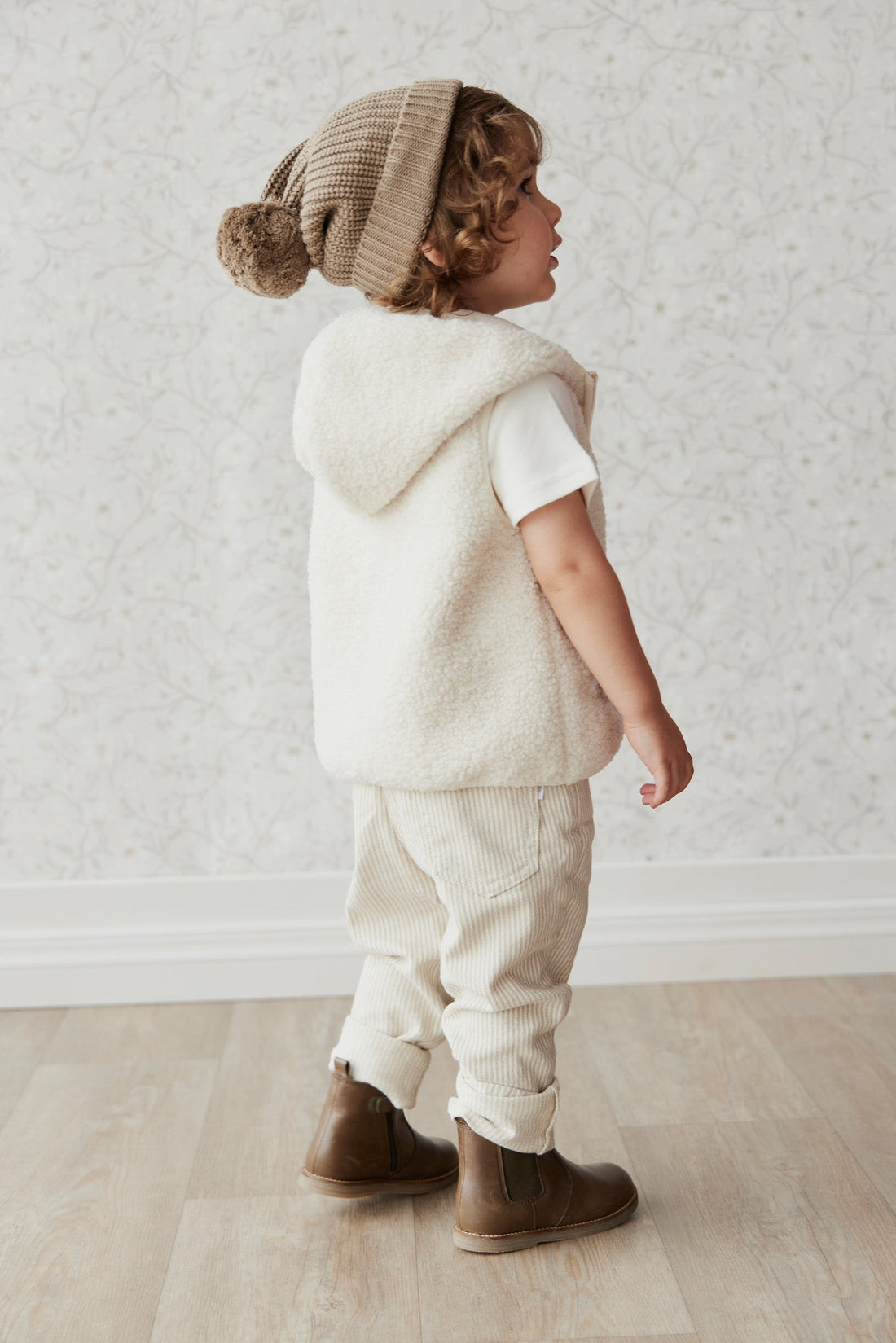 Kai Recycled Polyester Sherpa Vest - Natural Childrens Vest from Jamie Kay USA