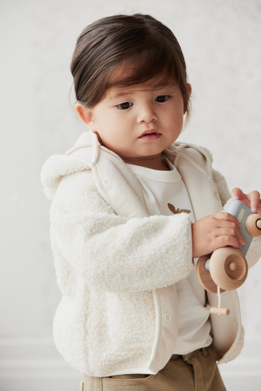 Tatum Recycled Polyester Sherpa Jacket - Natural Childrens Jacket from Jamie Kay USA