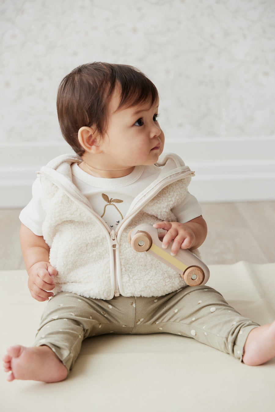 Kai Recycled Polyester Sherpa Vest - Natural Childrens Vest from Jamie Kay USA