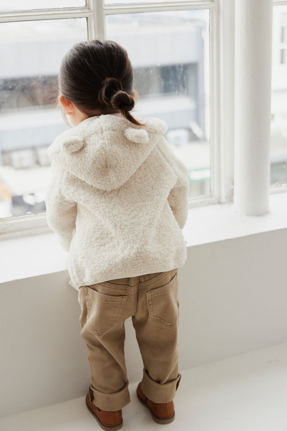 Tatum Recycled Polyester Sherpa Jacket - Natural Childrens Jacket from Jamie Kay USA