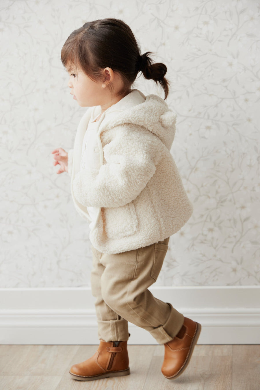 Tatum Recycled Polyester Sherpa Jacket - Natural Childrens Jacket from Jamie Kay USA