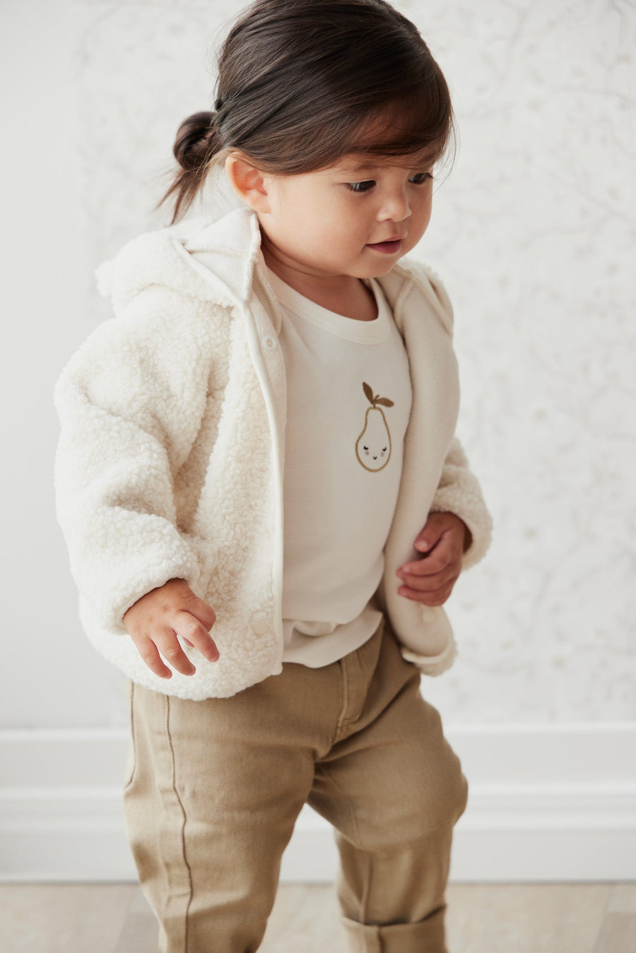 Tatum Recycled Polyester Sherpa Jacket - Natural Childrens Jacket from Jamie Kay USA