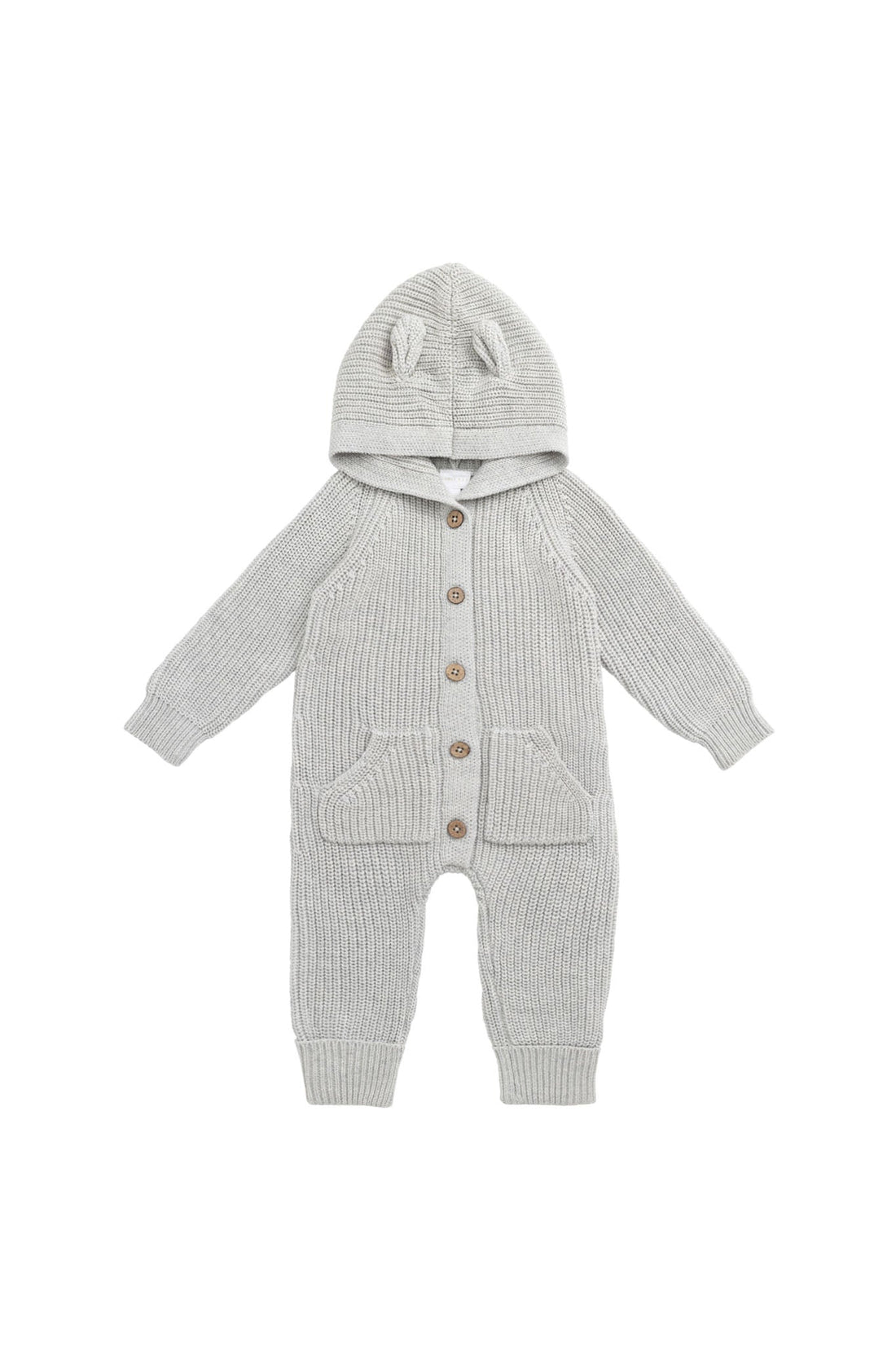 Bear Knit Onepiece - Light Grey Marle Childrens Onepiece from Jamie Kay USA