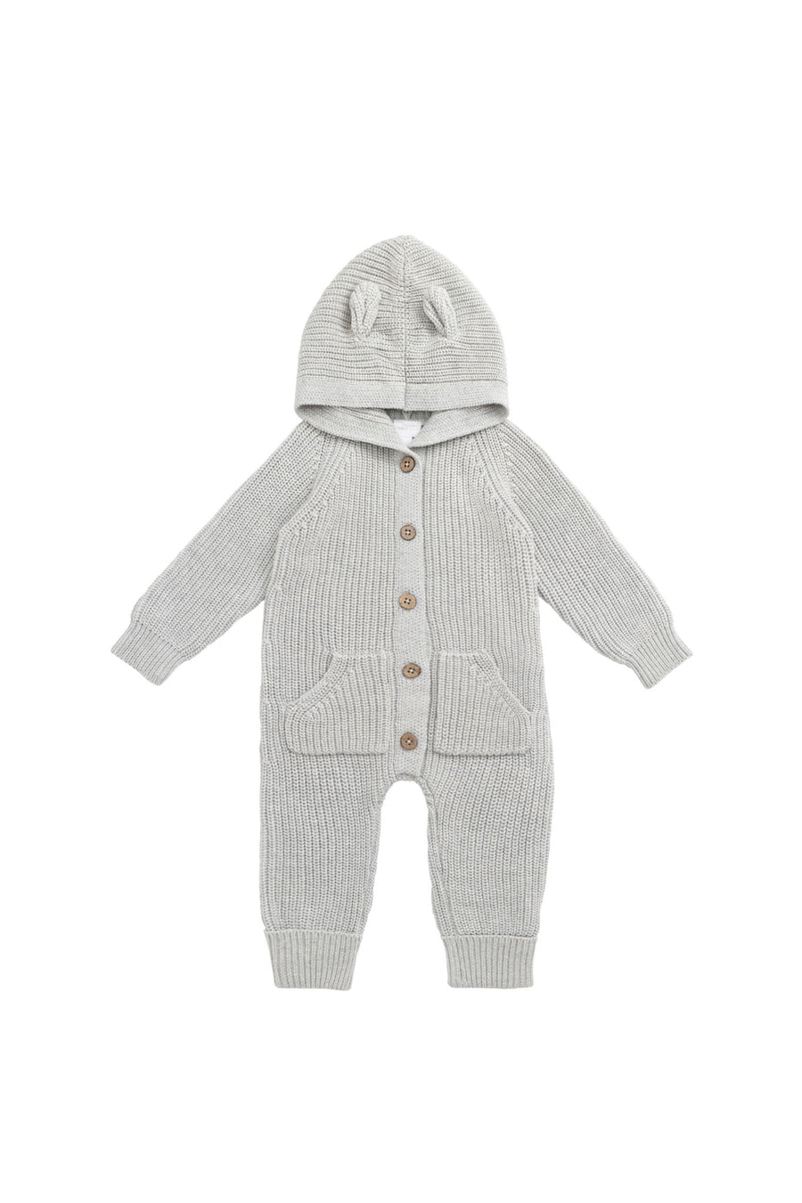 Bear Knit Onepiece - Light Grey Marle Childrens Onepiece from Jamie Kay USA
