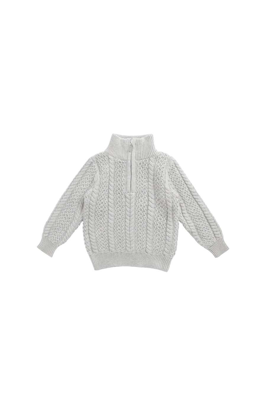 Clyde Half Zip Jumper - Light Grey Marle Childrens Jumper from Jamie Kay USA