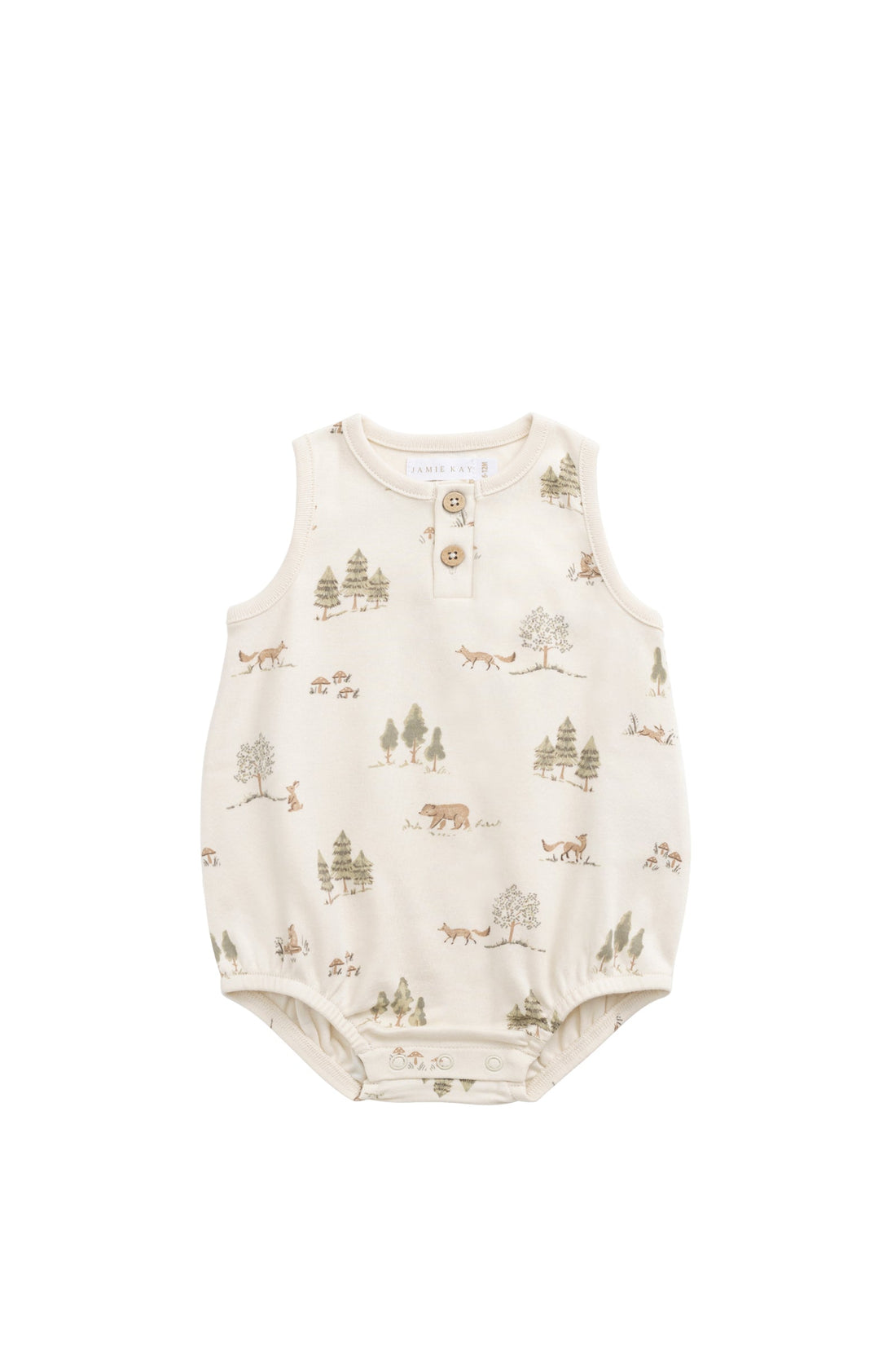 Organic Cotton Archie Playsuit - Pine Forest Friends Childrens Playsuit from Jamie Kay USA