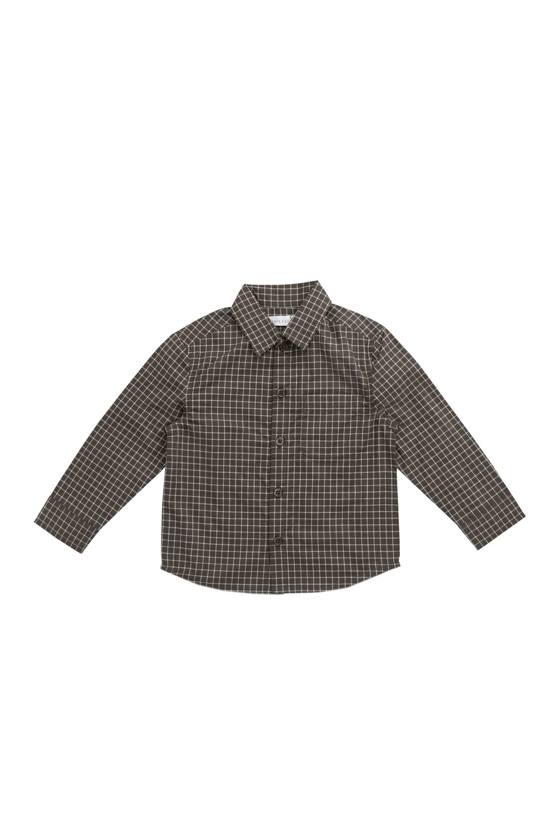 Organic Cotton Isaiah Shirt - Coffee Grid Childrens Shirt from Jamie Kay USA