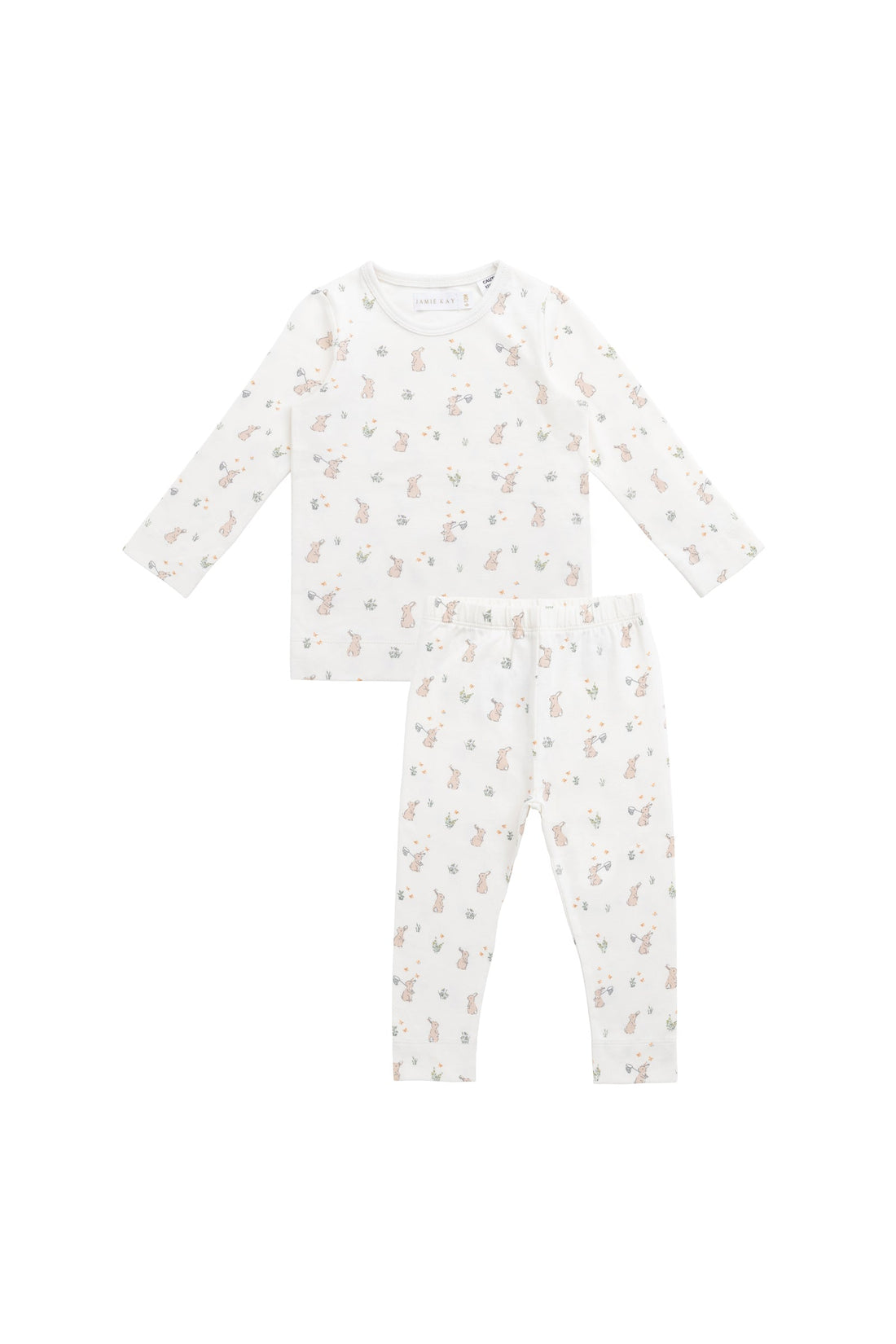 Organic Cotton Jarrah Long Sleeve Pyjama Set - Lapin Jardin Crisp Childrens Pyjama from Jamie Kay USA