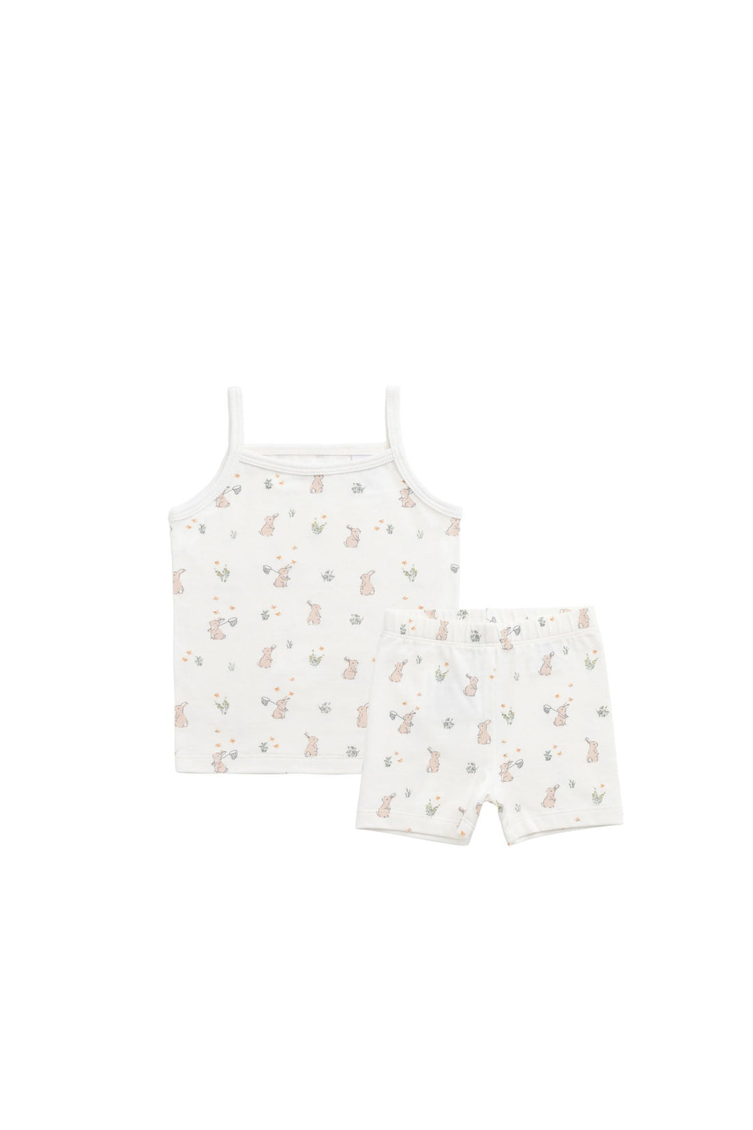 Organic Cotton Jude Singlet Pyjama Set - Lapin Jardin Crisp Childrens Pyjama from Jamie Kay USA