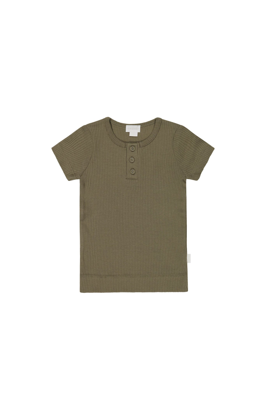 Organic Cotton Modal Henley Tee - Fir Bark Childrens Top from Jamie Kay USA