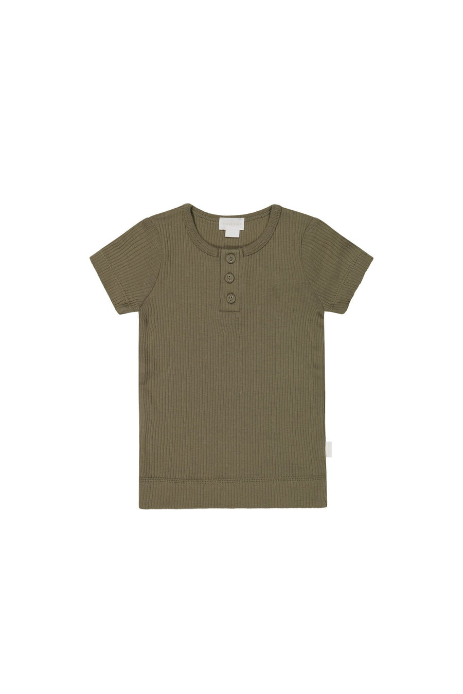 Organic Cotton Modal Henley Tee - Fir Bark Childrens Top from Jamie Kay USA