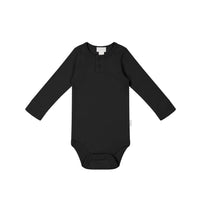 Organic Cotton Modal Long Sleeve Bodysuit - Ebony Childrens Bodysuit from Jamie Kay USA