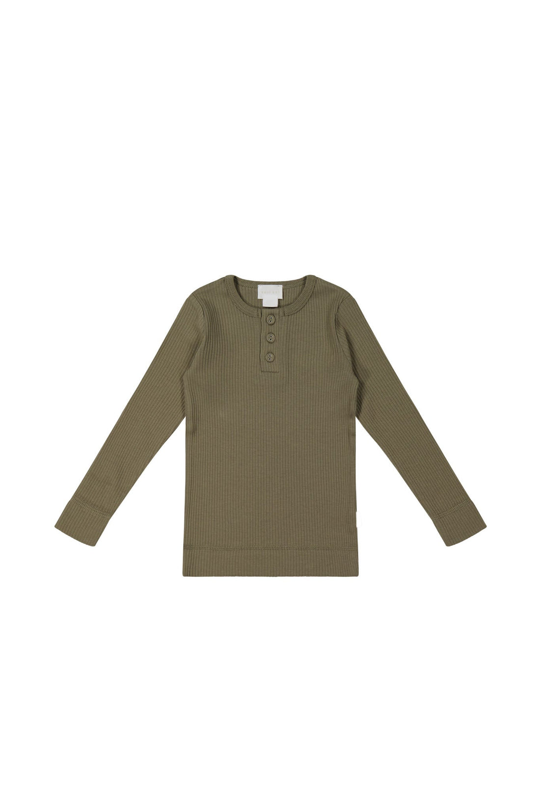 Organic Cotton Modal Long Sleeve Henley - Fir Bark Childrens Top from Jamie Kay USA