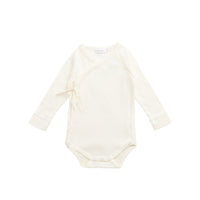 Organic Cotton Modal Marina Long Sleeve Bodysuit - Parchment Childrens Bodysuit from Jamie Kay USA