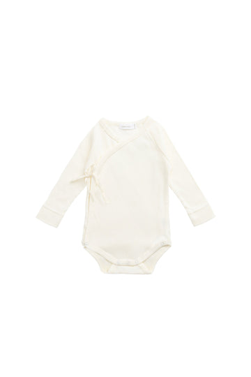 Organic Cotton Modal Marina Long Sleeve Bodysuit - Parchment Childrens Bodysuit from Jamie Kay USA