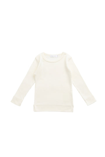 Organic Cotton Modal Marina Long Sleeve Top - Parchment Childrens Top from Jamie Kay USA