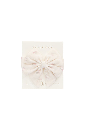 Organic Cotton Muslin Annalise Bow - Pauline Pink Childrens Bow from Jamie Kay USA