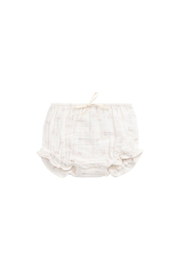 Organic Cotton Muslin Frill Bloomer - Pauline Pink Childrens Bloomer from Jamie Kay USA