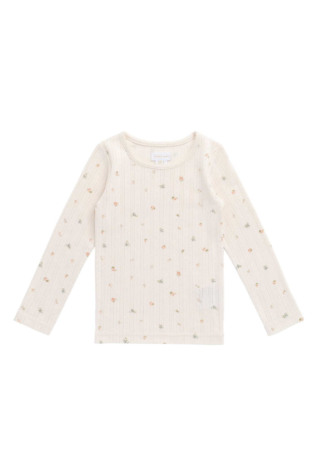 Organic Cotton Pointelle Long Sleeve Top - Sweet Magnolia Simple Childrens Top from Jamie Kay USA