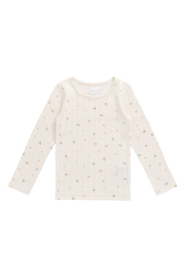 Organic Cotton Pointelle Long Sleeve Top - Sweet Magnolia Simple Childrens Top from Jamie Kay USA