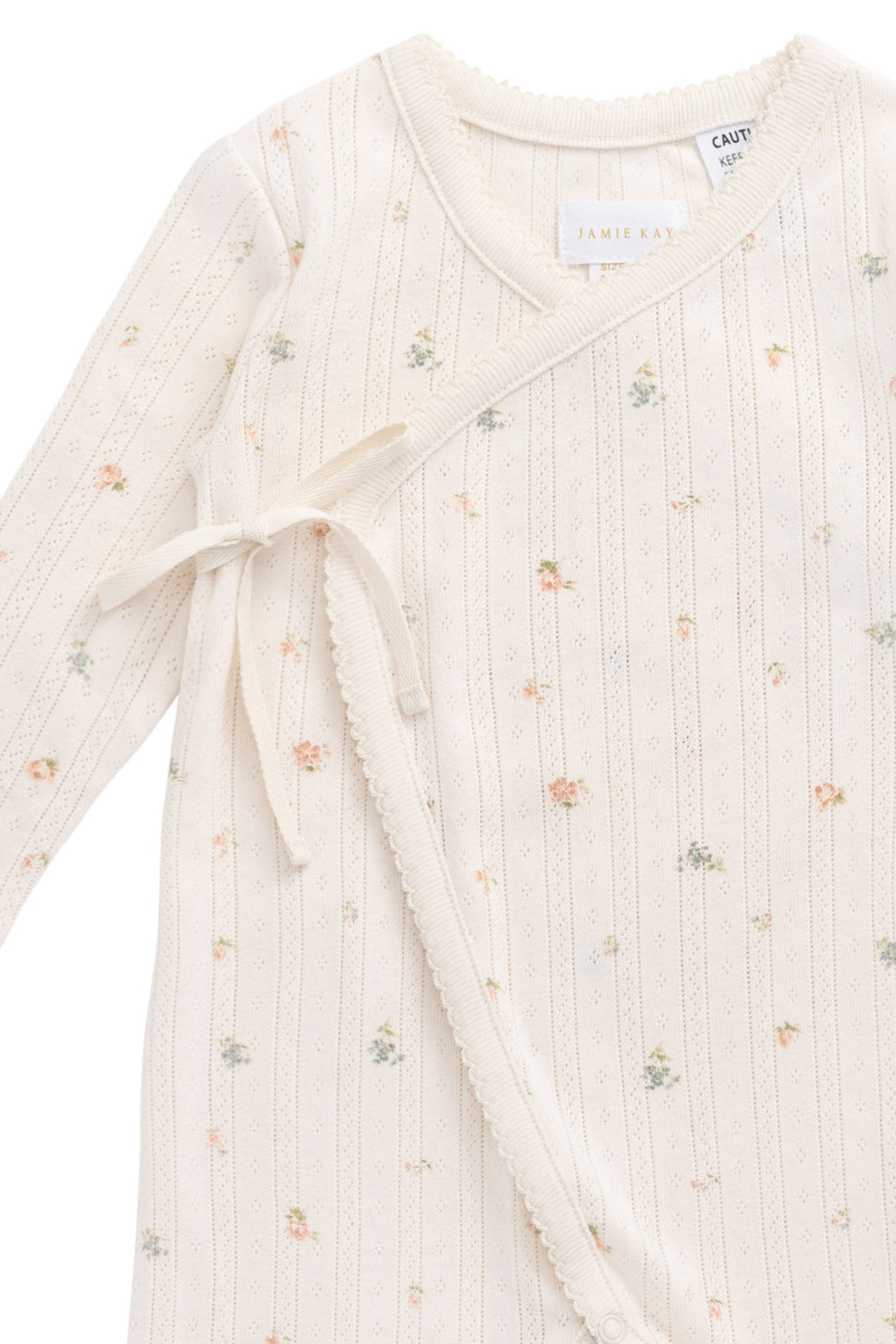 Organic Cotton Pointelle Wrap Onepiece - Sweet Magnolia Simple Childrens Onepiece from Jamie Kay USA