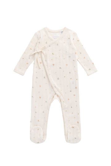 Organic Cotton Pointelle Wrap Onepiece - Sweet Magnolia Simple Childrens Onepiece from Jamie Kay USA